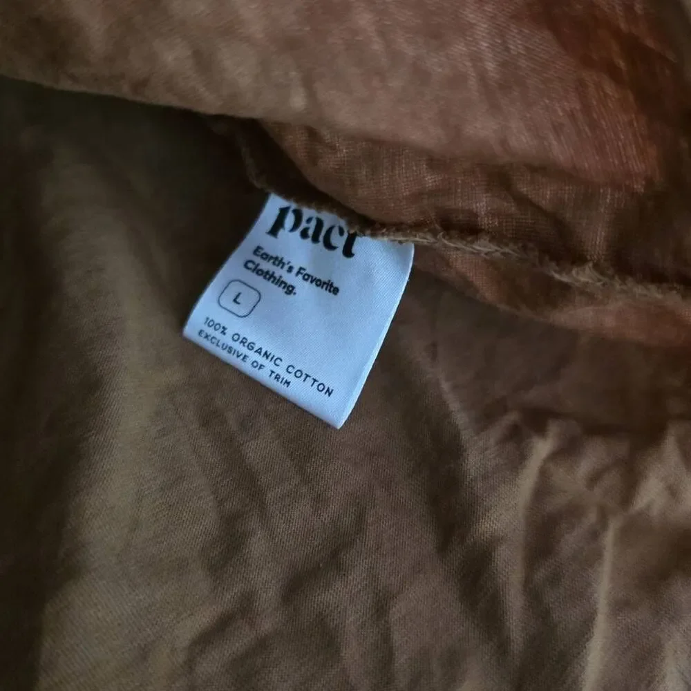 Pact Women's Size Large Tan Organic Cotton V-Neck T-shirt